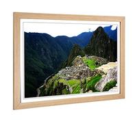 Big Box Art Framed Print of Machu Picchu Peru Mountain Landscape (2) Design | Wall Art Picture | Home Decor for Kitchen, Living Room, Bedroom, Hallway, Oak, A2 / 24.5x18 Inch / 62x45cm