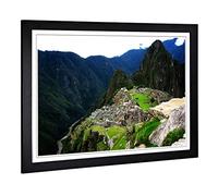 Big Box Art Framed Print of Machu Picchu Peru Mountain Landscape (2) Design | Wall Art Picture | Home Decor for Kitchen, Living Room, Bedroom, Hallway, Black, A2 / 24.5x18 Inch / 62x45cm