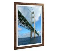 Big Box Art Framed Print of Mackinac Bridge Michigan Design | Wall Art Picture | Home Decor for Kitchen, Living, Dining Room, Bedroom, Hallway, Office, Walnut, A2 / 24.5x18 Inch / 62x45cm