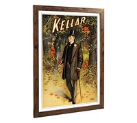 Big Box Art Framed Print of Magician Harry Kellar (5) Design | Wall Art Picture | Home Decor for Kitchen, Living, Dining Room, Bedroom, Hallway, Office, Walnut, A2 / 24.5x18 Inch / 62x45cm