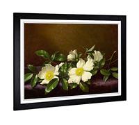 Big Box Art Framed Print of Martin Johnson Heade Cherokee Roses Design | Wall Art Picture | Home Decor for Kitchen, Living Room, Bedroom, Hallway, Black, A2 / 24.5x18 Inch / 62x45cm