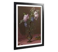 Big Box Art Framed Print of Martin Johnson Heade Flowers 2 Design | Wall Art Picture | Home Decor for Kitchen, Living, Dining Room, Bedroom, Hallway, Office, Black, A2 / 24.5x18 Inch / 62x45cm