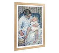 Big Box Art Framed Print of Mary Cassatt Childs Bath Time No.1 Design | Wall Art Picture | Home Decor for Kitchen, Living Room, Bedroom, Hallway, Oak, A2 / 24.5x18 Inch / 62x45cm