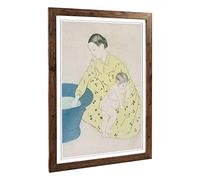 Big Box Art Framed Print of Mary Cassatt The Bath Design | Wall Art Picture | Home Decor for Kitchen, Living, Dining Room, Lounge, Bedroom, Hallway, Office, Walnut, A2 / 24.5x18 Inch / 62x45cm