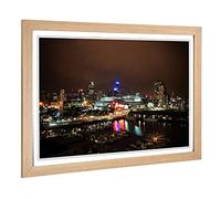 Big Box Art Framed Print of Melbourne at Night Skyline Australia 2 Design | Wall Art Picture | Home Decor for Kitchen, Living Room, Bedroom, Hallway, Oak, A2 / 24.5x18 Inch / 62x45cm