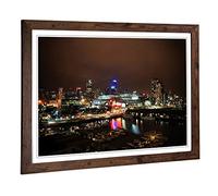 Big Box Art Framed Print of Melbourne at Night Skyline Australia 2 Design | Wall Art Picture | Home Decor for Kitchen, Living Room, Bedroom, Hallway, Walnut, A2 / 24.5x18 Inch / 62x45cm