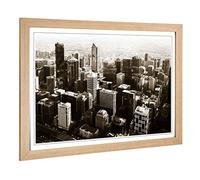 Big Box Art Framed Print of Melbourne City Skyline Australia Design | Wall Art Picture | Home Decor for Kitchen, Living Room, Bedroom, Hallway, Oak, A2 / 24.5x18 Inch / 62x45cm