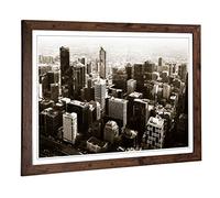 Big Box Art Framed Print of Melbourne City Skyline Australia Design | Wall Art Picture | Home Decor for Kitchen, Living Room, Bedroom, Hallway, Walnut, A2 / 24.5x18 Inch / 62x45cm