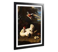 Big Box Art Framed Print of Melchior d'Hondecoeter Hen Design | Wall Art Picture | Home Decor for Kitchen, Living, Dining Room, Bedroom, Hallway, Office, Black, A2 / 24.5x18 Inch / 62x45cm