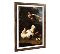 Big Box Art Framed Print of Melchior d'Hondecoeter Hen Design | Wall Art Picture | Home Decor for Kitchen, Living, Dining Room, Bedroom, Hallway, Office, Walnut, A2 / 24.5x18 Inch / 62x45cm