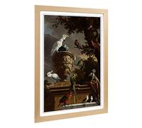 Big Box Art Framed Print of Melchior d'Hondecoeter Monkeys and Birds Design | Wall Art Picture | Home Decor for Kitchen, Living Room, Bedroom, Hallway, Oak, A2 / 24.5x18 Inch / 62x45cm