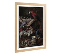 Big Box Art Framed Print of Melchior d'Hondecoeter Parrots Design | Wall Art Picture | Home Decor for Kitchen, Living, Dining Room, Bedroom, Hallway, Office, Oak, A2 / 24.5x18 Inch / 62x45cm
