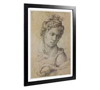 Big Box Art Framed Print of Michelangelo Cleopatra Design | Wall Art Picture | Home Decor for Kitchen, Living, Dining Room, Lounge, Bedroom, Hallway, Office, Black, A2 / 24.5x18 Inch / 62x45cm