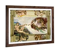 Big Box Art Framed Print of Michelangelo Creation of Adam Design | Wall Art Picture | Home Decor for Kitchen, Living, Dining Room, Bedroom, Hallway, Office, Walnut, A2 / 24.5x18 Inch / 62x45cm