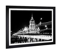 Big Box Art Framed Print of Moscow Seven Sisters Bridge Russia Design | Wall Art Picture | Home Decor for Kitchen, Living Room, Bedroom, Hallway, Black, A2 / 24.5x18 Inch / 62x45cm