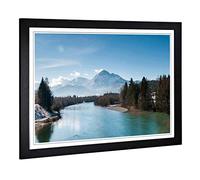 Big Box Art Framed Print of Mountain Landscape, Lake & Forest Design | Wall Art Picture | Home Decor for Kitchen, Living Room, Bedroom, Hallway, Black, A2 / 24.5x18 Inch / 62x45cm