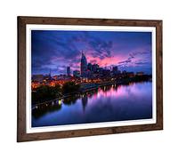 Big Box Art Framed Print of Nashville Tennessee Skyline USA Design | Wall Art Picture | Home Decor for Kitchen, Living Room, Bedroom, Hallway, Walnut, A2 / 24.5x18 Inch / 62x45cm