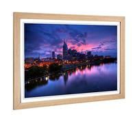 Big Box Art Framed Print of Nashville Tennessee Skyline USA Design | Wall Art Picture | Home Decor for Kitchen, Living Room, Bedroom, Hallway, Oak, A2 / 24.5x18 Inch / 62x45cm