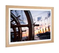 Big Box Art Framed Print of Nautical Ship Helm Design | Wall Art Picture | Home Decor for Kitchen, Living, Dining Room, Lounge, Bedroom, Hallway, Office, Oak, A2 / 24.5x18 Inch / 62x45cm
