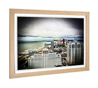 Big Box Art Framed Print of New Jersey Atlantic City Skyline Design | Wall Art Picture | Home Decor for Kitchen, Living Room, Bedroom, Hallway, Oak, A2 / 24.5x18 Inch / 62x45cm