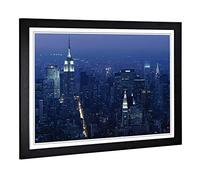 Big Box Art Framed Print of New York City Skyline USA (16) Design | Wall Art Picture | Home Decor for Kitchen, Living, Dining Room, Bedroom, Hallway, Office, Black, A2 / 24.5x18 Inch / 62x45cm