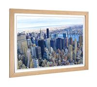 Big Box Art Framed Print of New York City Skyline USA (21) Design | Wall Art Picture | Home Decor for Kitchen, Living, Dining Room, Bedroom, Hallway, Office, Oak, A2 / 24.5x18 Inch / 62x45cm