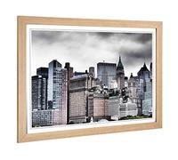 Big Box Art Framed Print of New York City Skyline USA (25) Design | Wall Art Picture | Home Decor for Kitchen, Living, Dining Room, Bedroom, Hallway, Office, Oak, A2 / 24.5x18 Inch / 62x45cm