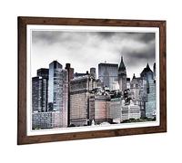 Big Box Art Framed Print of New York City Skyline USA (25) Design | Wall Art Picture | Home Decor for Kitchen, Living, Dining Room, Bedroom, Hallway, Office, Walnut, A2 / 24.5x18 Inch / 62x45cm