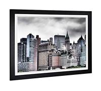 Big Box Art Framed Print of New York City Skyline USA (25) Design | Wall Art Picture | Home Decor for Kitchen, Living, Dining Room, Bedroom, Hallway, Office, Black, A2 / 24.5x18 Inch / 62x45cm