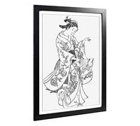 Big Box Art Framed Print of Nishikawa Sukenobu Japanese Oriental 4 Design | Wall Art Picture | Home Decor for Kitchen, Living Room, Bedroom, Hallway, Black, A2 / 24.5x18 Inch / 62x45cm