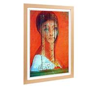 Big Box Art Framed Print of Odilon Redon Veiled Woman Design | Wall Art Picture | Home Decor for Kitchen, Living, Dining Room, Bedroom, Hallway, Office, Oak, A2 / 24.5x18 Inch / 62x45cm