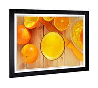 Big Box Art Framed Print of Orange Juice Design | Wall Art Picture | Home Decor for Kitchen, Living, Dining Room, Lounge, Bedroom, Hallway, Office, Black, A2 / 24.5x18 Inch / 62x45cm