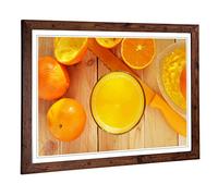 Big Box Art Framed Print of Orange Juice Design | Wall Art Picture | Home Decor for Kitchen, Living, Dining Room, Lounge, Bedroom, Hallway, Office, Walnut, A2 / 24.5x18 Inch / 62x45cm