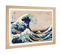 Big Box Art Framed Print of Oriental Hokusai Under The Wave of Off Kanagawa Design | Wall Art Picture| Home Decor for Kitchen, Living Room, Bedroom, Office, Oak, A2 / 24.5x18 Inch / 62x45cm