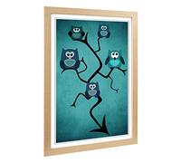 Big Box Art Framed Print of Owls in a Tree (2) Design | Wall Art Picture | Home Decor for Kitchen, Living, Dining Room, Lounge, Bedroom, Hallway, Office, Oak, A2 / 24.5x18 Inch / 62x45cm