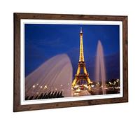 Big Box Art Framed Print of Paris Eiffel Tower (3) Design | Wall Art Picture | Home Decor for Kitchen, Living, Dining Room, Lounge, Bedroom, Hallway, Office, Walnut, A2 / 24.5x18 Inch / 62x45cm