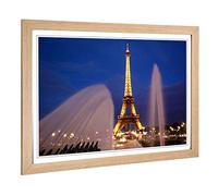 Big Box Art Framed Print of Paris Eiffel Tower (3) Design | Wall Art Picture | Home Decor for Kitchen, Living, Dining Room, Lounge, Bedroom, Hallway, Office, Oak, A2 / 24.5x18 Inch / 62x45cm