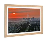 Big Box Art Framed Print of Paris Eiffel Tower Sunset Design | Wall Art Picture | Home Decor for Kitchen, Living, Dining Room, Bedroom, Hallway, Office, Oak, A2 / 24.5x18 Inch / 62x45cm