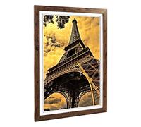 Big Box Art Framed Print of Paris France Eiffel Tower (1) Design | Wall Art Picture | Home Decor for Kitchen, Living, Dining Room, Bedroom, Hallway, Office, Walnut, A2 / 24.5x18 Inch / 62x45cm