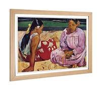 Big Box Art Framed Print of Paul Gauguin Tahitian Women on The Beach Design | Wall Art Picture | Home Decor for Kitchen, Living Room, Bedroom, Hallway, Oak, A2 / 24.5x18 Inch / 62x45cm