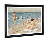 Big Box Art Framed Print of Paul Gustave Fischer Nude Women on The Beach Design | Wall Art Picture | Home Decor for Kitchen, Living Room, Bedroom, Hallway, Black, A2 / 24.5x18 Inch / 62x45cm