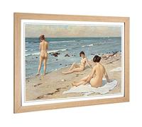 Big Box Art Framed Print of Paul Gustave Fischer Nude Women on The Beach Design | Wall Art Picture | Home Decor for Kitchen, Living Room, Bedroom, Hallway, Oak, A2 / 24.5x18 Inch / 62x45cm