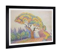 Big Box Art Framed Print of Paul Signac Colourful Tree Design | Wall Art Picture | Home Decor for Kitchen, Living, Dining Room, Bedroom, Hallway, Office, Black, A2 / 24.5x18 Inch / 62x45cm