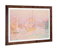 Big Box Art Framed Print of Paul Signac The Harbour at Marseilles Design | Wall Art Picture | Home Decor for Kitchen, Living Room, Bedroom, Hallway, Walnut, A2 / 24.5x18 Inch / 62x45cm