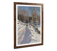 Big Box Art Framed Print of Peder Mork Monsted A Winter Landscape Design | Wall Art Picture | Home Decor for Kitchen, Living Room, Bedroom, Hallway, Walnut, A2 / 24.5x18 Inch / 62x45cm