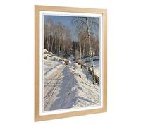 Big Box Art Framed Print of Peder Mork Monsted A Winter Landscape Design | Wall Art Picture | Home Decor for Kitchen, Living Room, Bedroom, Hallway, Oak, A2 / 24.5x18 Inch / 62x45cm