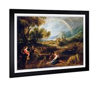 Big Box Art Framed Print of Peter Paul Rubens Landscape with a Rainbow Design | Wall Art Picture | Home Decor for Kitchen, Living Room, Bedroom, Hallway, Black, A2 / 24.5x18 Inch / 62x45cm