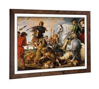 Big Box Art Framed Print of Peter Paul Rubens The Wolf and The Fox Design | Wall Art Picture | Home Decor for Kitchen, Living Room, Bedroom, Hallway, Walnut, A2 / 24.5x18 Inch / 62x45cm