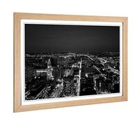 Big Box Art Framed Print of Philadelphia Pennsylvania City Skyline USA Design | Wall Art Picture | Home Decor for Kitchen, Living Room, Bedroom, Hallway, Oak, A2 / 24.5x18 Inch / 62x45cm