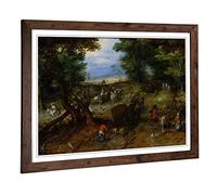 Big Box Art Framed Print of Pieter Bruegel The Elder A Woodland Road with Travellers Design | Wall Art Picture| Home Decor for Living Room, Bedroom, Office, Walnut, A2 / 24.5x18 Inch / 62x45cm